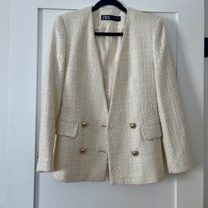 Zara Cream Blazer with Gold Buttons